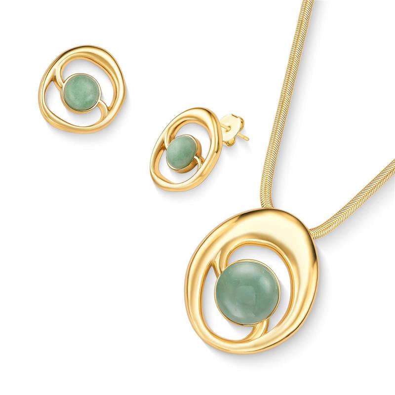 Conjunto Brilhato Pedras Naturais Brasileiras — Folheado a Ouro