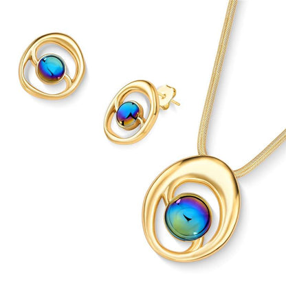 Conjunto Brilhato Pedras Naturais Brasileiras — Folheado a Ouro