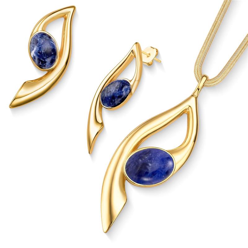 Conjunto Brilhato Pedras Naturais Brasileiras — Folheado a Ouro