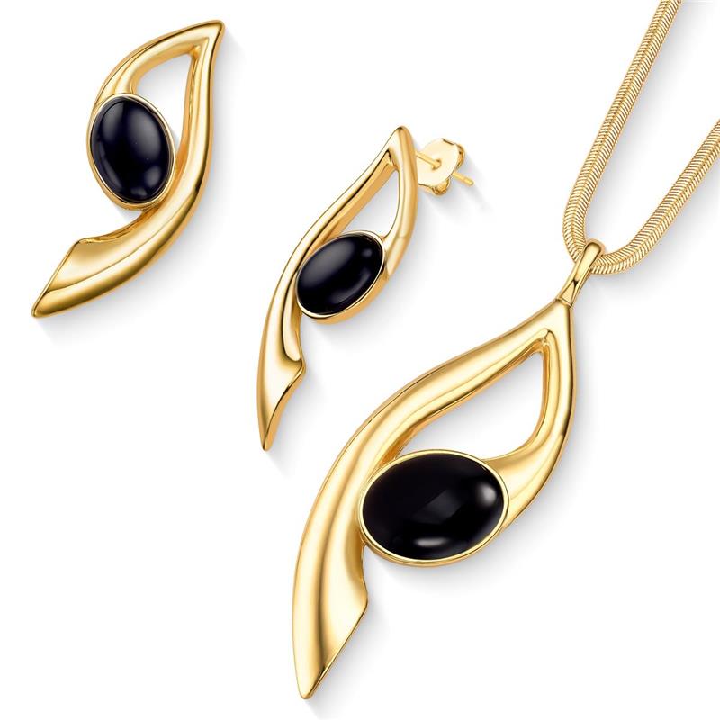 Conjunto Brilhato Pedras Naturais Brasileiras — Folheado a Ouro