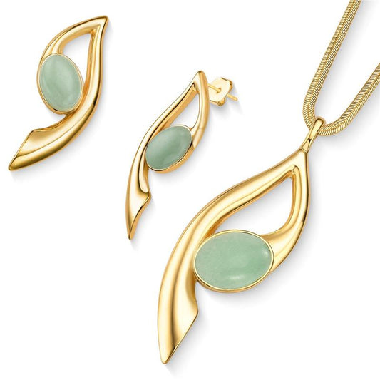 Conjunto Brilhato Pedras Naturais Brasileiras — Folheado a Ouro