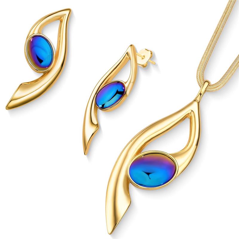Conjunto Brilhato Pedras Naturais Brasileiras — Folheado a Ouro