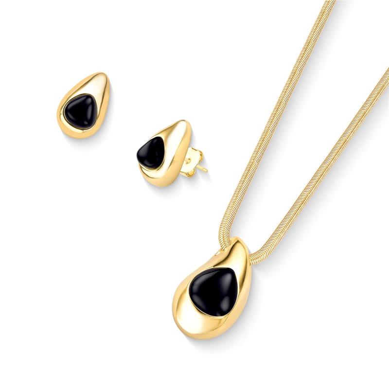 Conjunto Brilhato Pedras Naturais Brasileiras — Folheado a Ouro