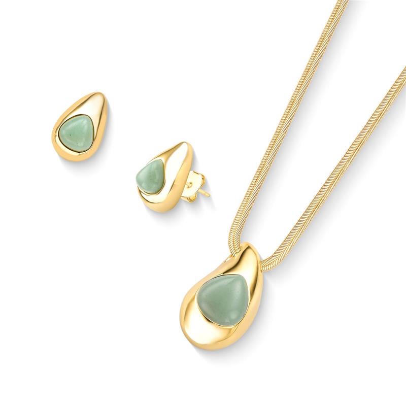 Conjunto Brilhato Pedras Naturais Brasileiras — Folheado a Ouro