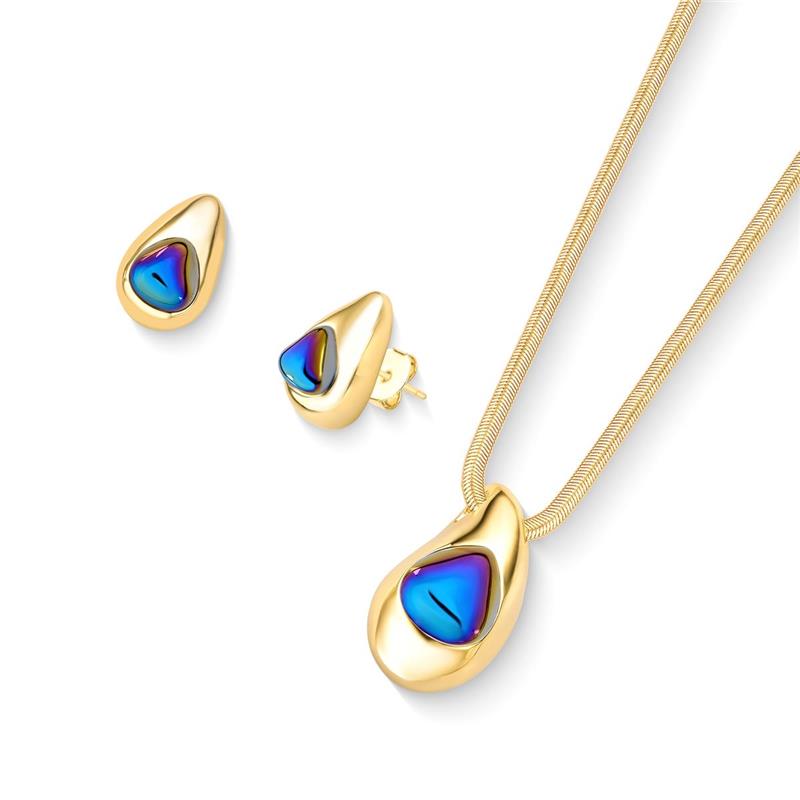 Conjunto Brilhato Pedras Naturais Brasileiras — Folheado a Ouro