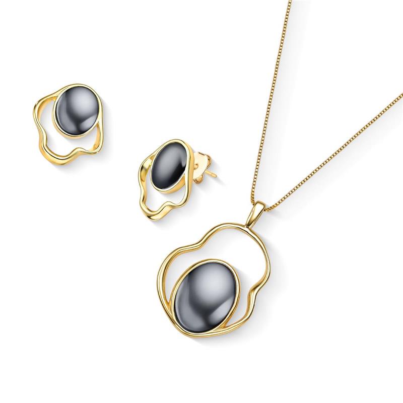 Conjunto Brilhato Pedras Naturais Brasileiras — Folheado a Ouro
