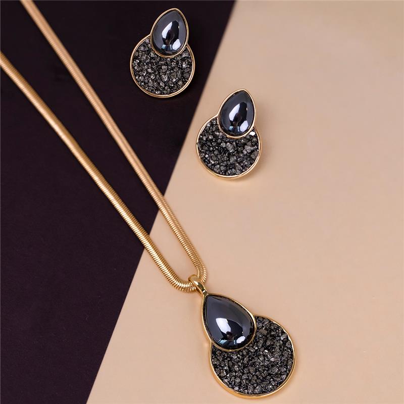 Conjunto Brilhato Pedras Naturais Brasileiras — Folheado a Ouro