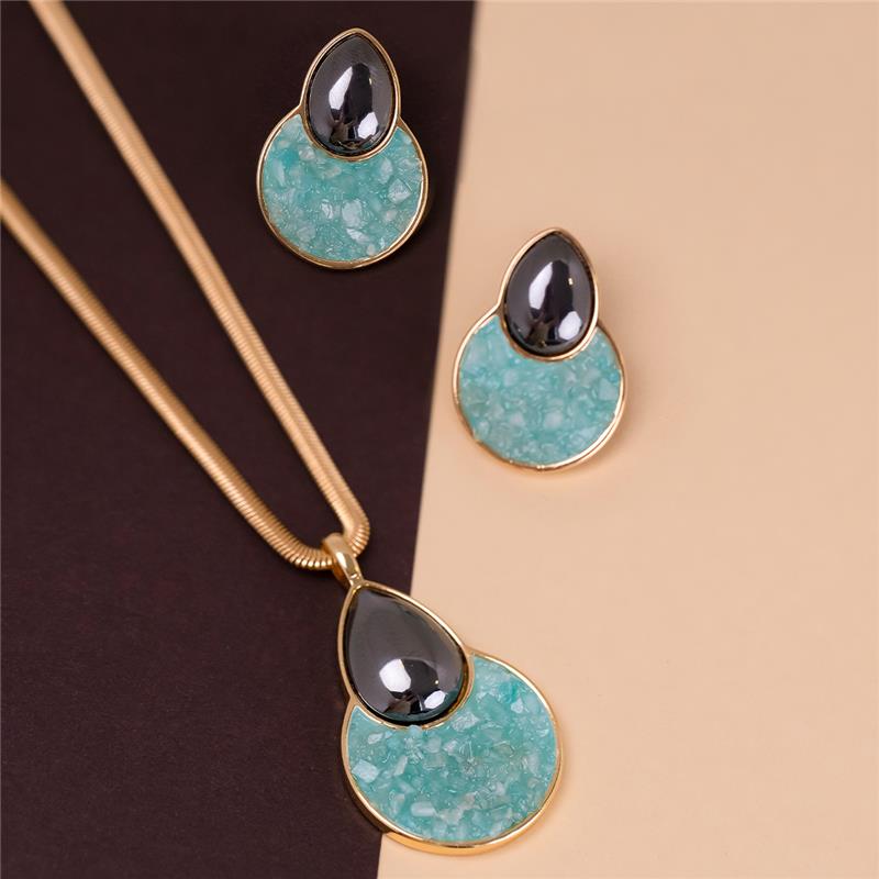 Conjunto Brilhato Pedras Naturais Brasileiras — Folheado a Ouro