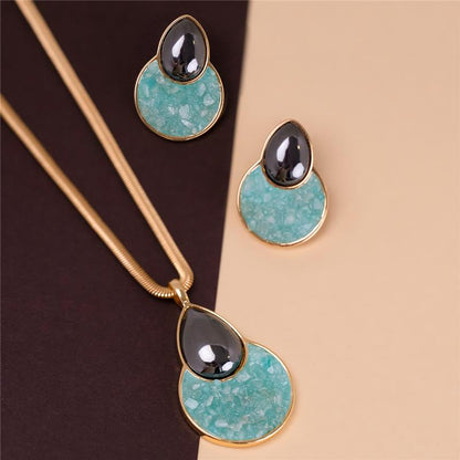 Conjunto Brilhato Pedras Naturais Brasileiras — Folheado a Ouro