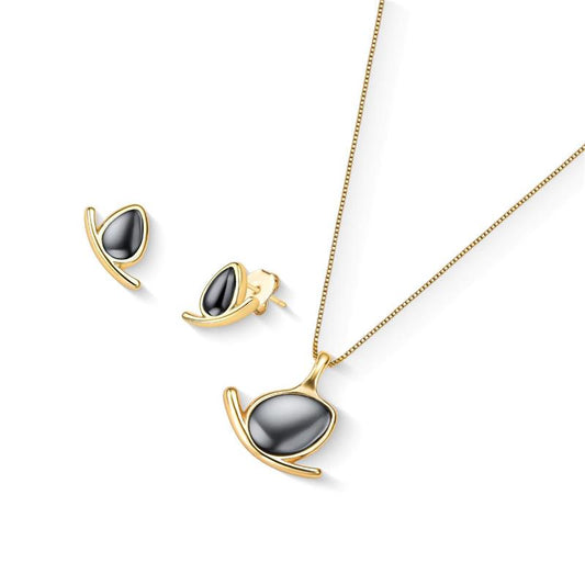 Conjunto Brilhato Pedras Naturais Brasileiras — Folheado a Ouro