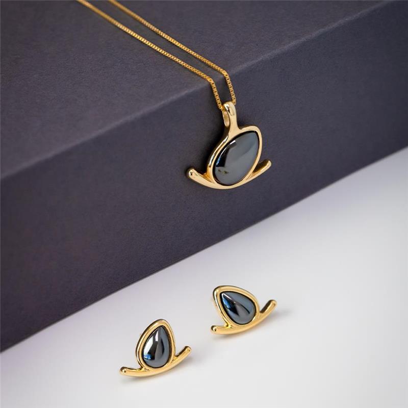 Conjunto Brilhato Pedras Naturais Brasileiras — Folheado a Ouro
