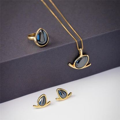 Conjunto Brilhato Pedras Naturais Brasileiras — Folheado a Ouro