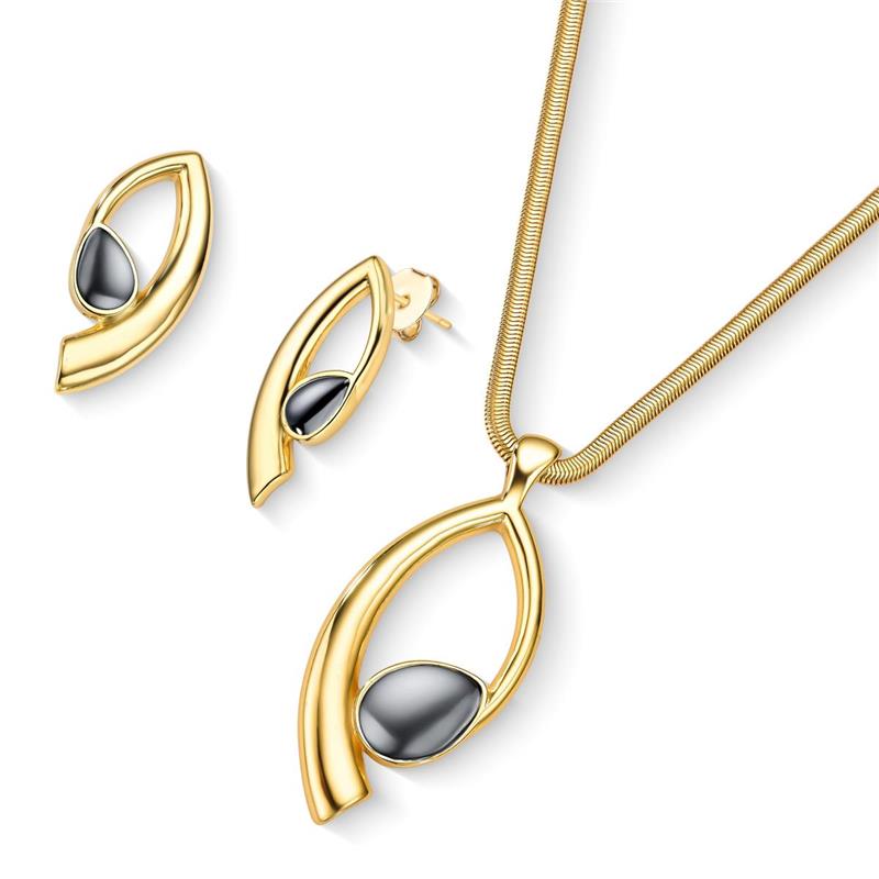 CONJUNTO FOLHEADO A OURO