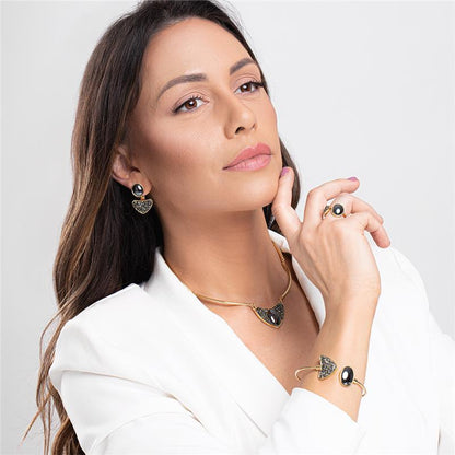 Conjunto Brilhato Pedras Naturais Brasileiras — Folheado a Ouro