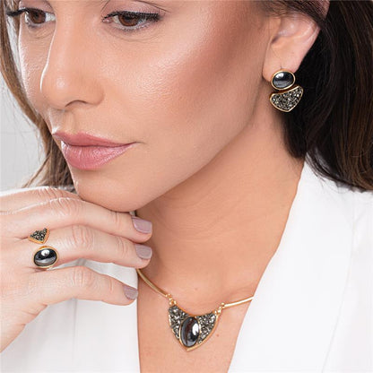 Conjunto Brilhato Pedras Naturais Brasileiras — Folheado a Ouro