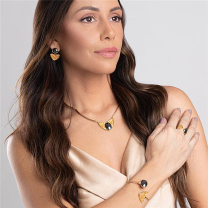 Conjunto Brilhato Pedras Naturais Brasileiras — Folheado a Ouro