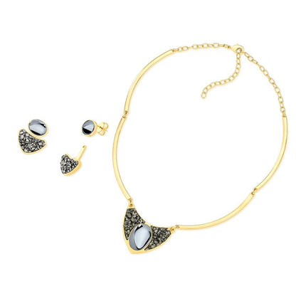 Conjunto Brilhato Pedras Naturais Brasileiras — Folheado a Ouro