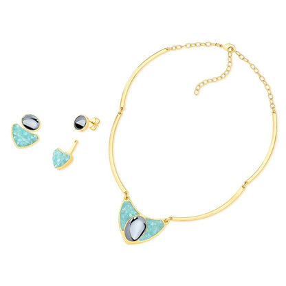 Conjunto Brilhato Pedras Naturais Brasileiras — Folheado a Ouro