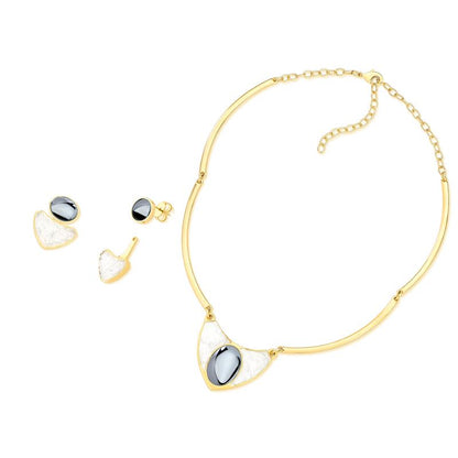 Conjunto Brilhato Pedras Naturais Brasileiras — Folheado a Ouro