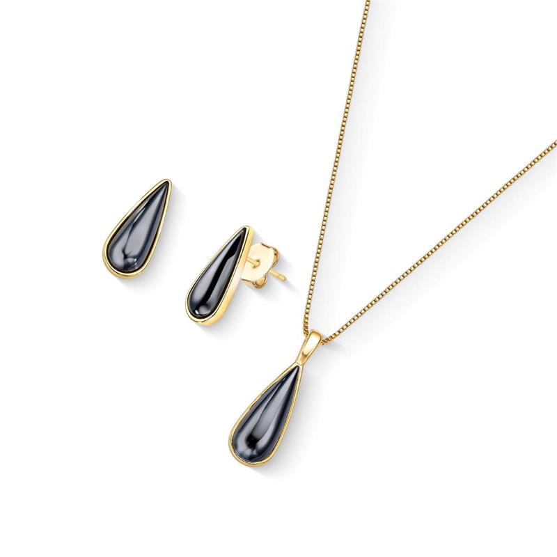 Conjunto Brilhato Pedras Naturais Brasileiras — Folheado a Ouro