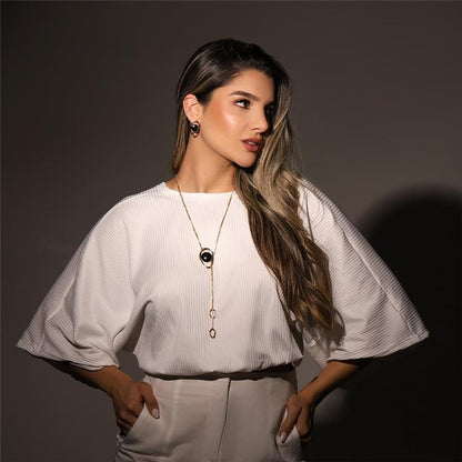 Conjunto Brilhato Pedras Naturais Brasileiras — Folheado a Ouro