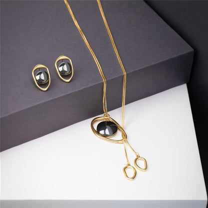 Conjunto Brilhato Pedras Naturais Brasileiras — Folheado a Ouro