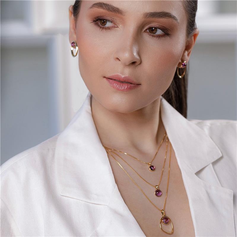 Conjunto Brilhato Pedras Naturais Brasileiras — Folheado a Ouro