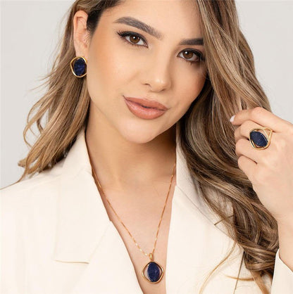 Conjunto Brilhato Pedras Naturais Brasileiras — Folheado a Ouro