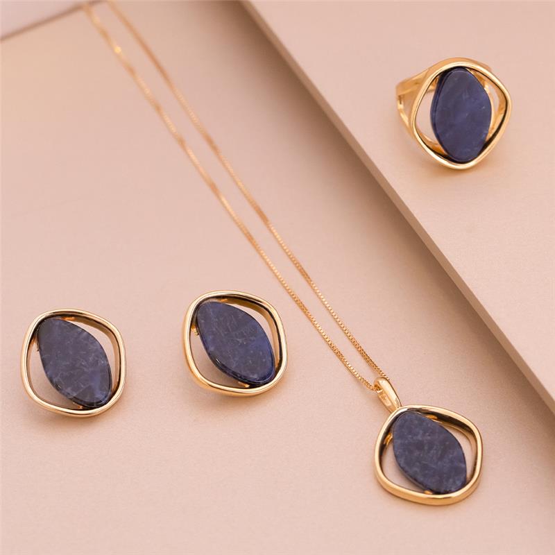 Conjunto Brilhato Pedras Naturais Brasileiras — Folheado a Ouro