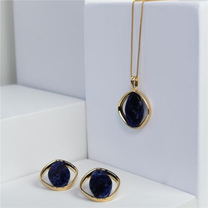Conjunto Brilhato Pedras Naturais Brasileiras — Folheado a Ouro