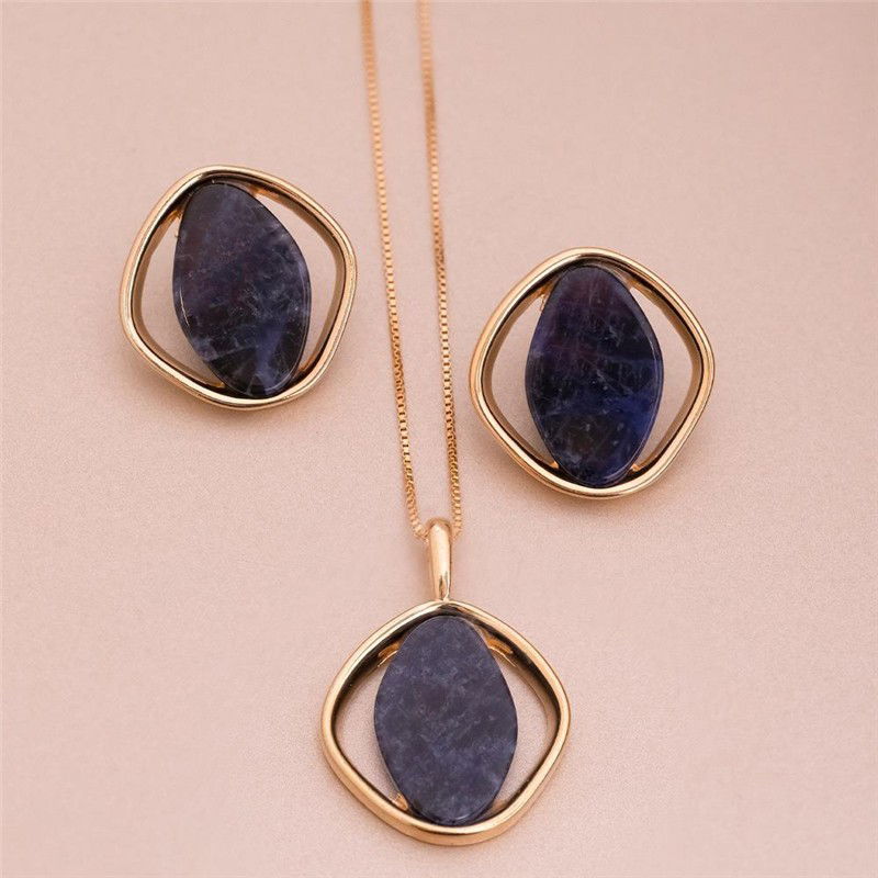 Conjunto Brilhato Pedras Naturais Brasileiras — Folheado a Ouro