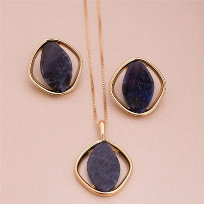 Conjunto Brilhato Pedras Naturais Brasileiras — Folheado a Ouro