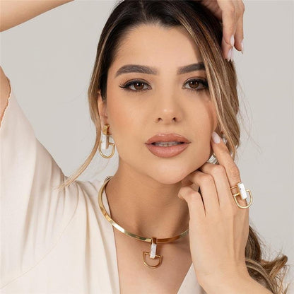 Conjunto Brilhato Pedras Naturais Brasileiras — Folheado a Ouro