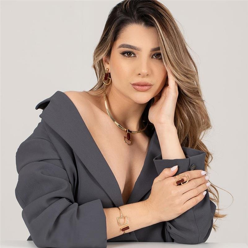 Conjunto Brilhato Pedras Naturais Brasileiras — Folheado a Ouro
