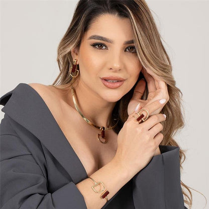 Conjunto Brilhato Pedras Naturais Brasileiras — Folheado a Ouro