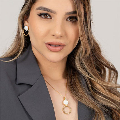 Conjunto Possebon Folheado a Ouro - Pedra Natural