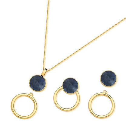 Conjunto Possebon Folheado a Ouro - Pedra Natural