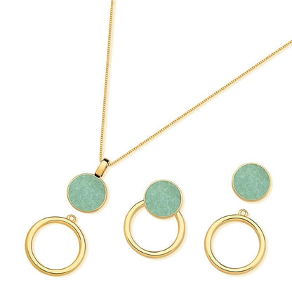 Conjunto Possebon Folheado a Ouro - Pedra Natural