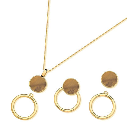 Conjunto Possebon Folheado a Ouro - Pedra Natural