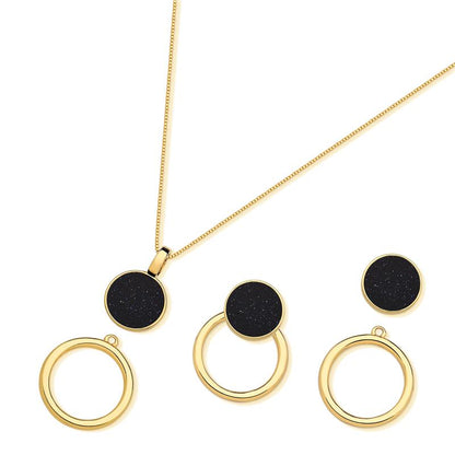 Conjunto Possebon Folheado a Ouro - Pedra Natural