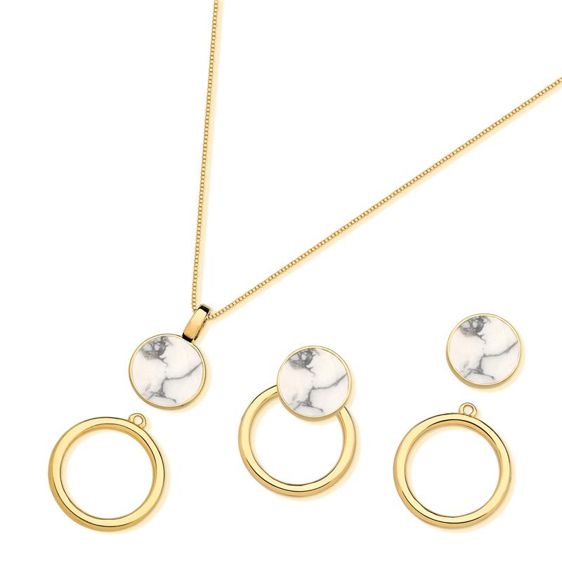 Conjunto Possebon Folheado a Ouro - Pedra Natural