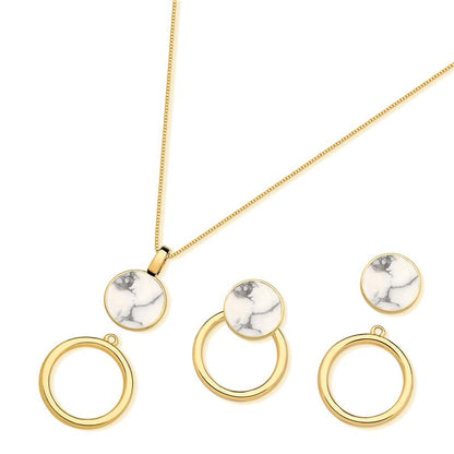 Conjunto Possebon Folheado a Ouro - Pedra Natural