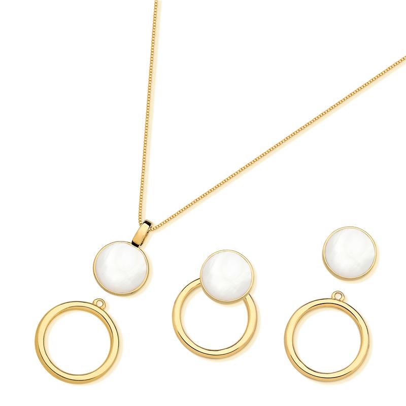 Conjunto Possebon Folheado a Ouro - Pedra Natural