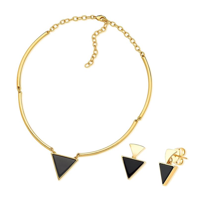 Conjunto Brilhato Pedras Naturais Brasileiras — Folheado a Ouro