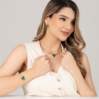 Conjunto Brilhato Pedras Naturais Brasileiras — Folheado a Ouro