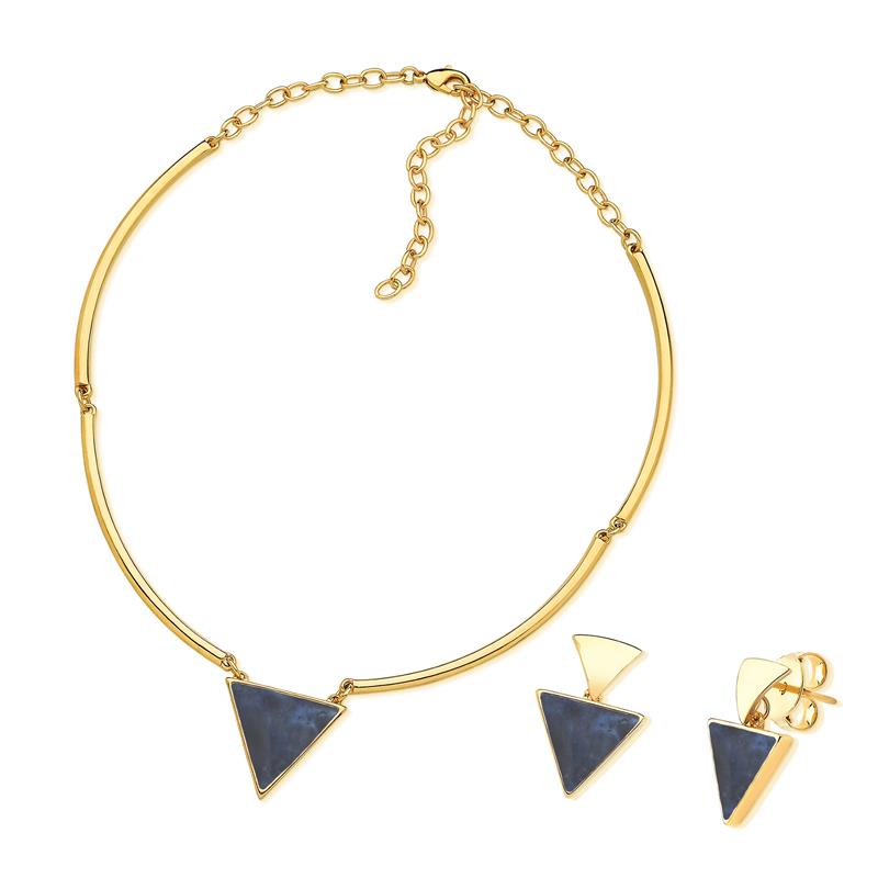 Conjunto Brilhato Pedras Naturais Brasileiras — Folheado a Ouro