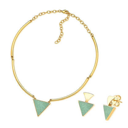 Conjunto Brilhato Pedras Naturais Brasileiras — Folheado a Ouro