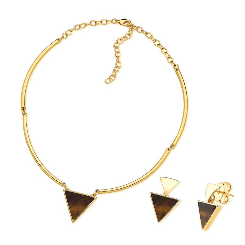 Conjunto Brilhato Pedras Naturais Brasileiras — Folheado a Ouro
