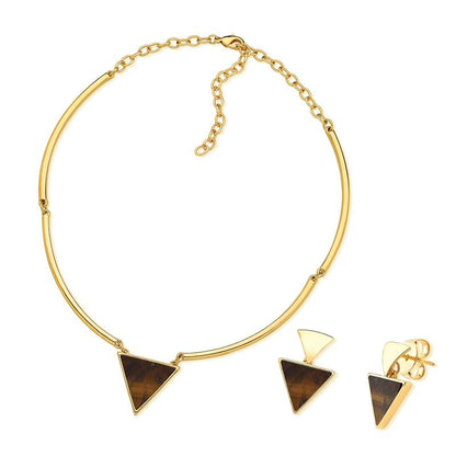 Conjunto Brilhato Pedras Naturais Brasileiras — Folheado a Ouro