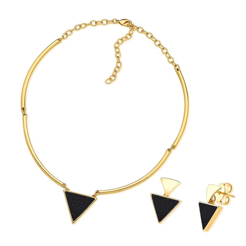 Conjunto Brilhato Pedras Naturais Brasileiras — Folheado a Ouro